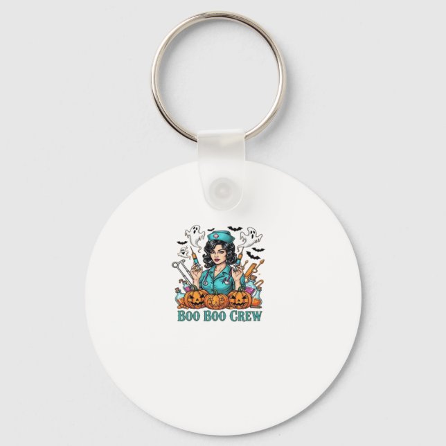 Boo Boo Crew Halloween Nurse with Syringes and Pum Keychain (Front)