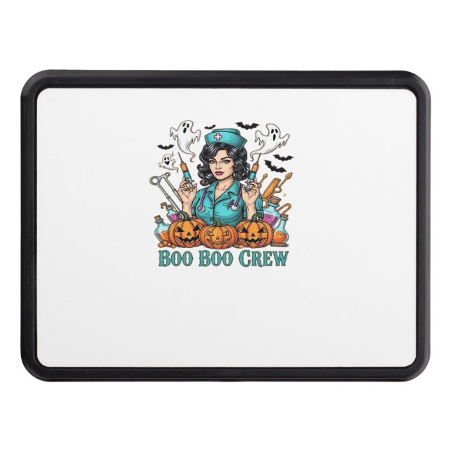 Boo Boo Crew Halloween Nurse with Syringes and Pum Trailer Hitch Cover (Front)