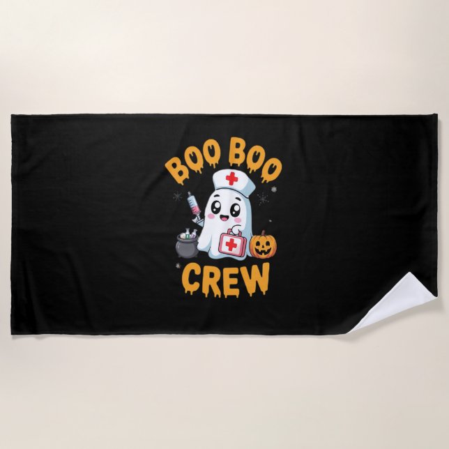 Boo Boo Crew Nurse Cute Ghost Halloween Nursing Es Beach Towel (Front)