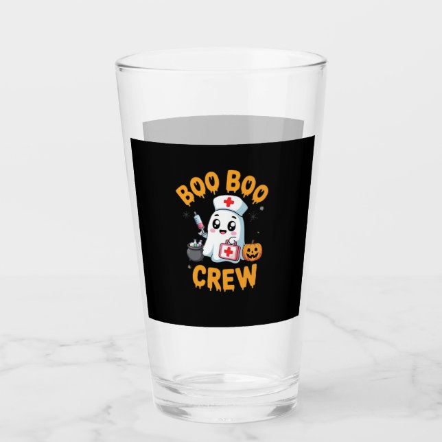 Boo Boo Crew Nurse Cute Ghost Halloween Nursing Es Glass (Front)