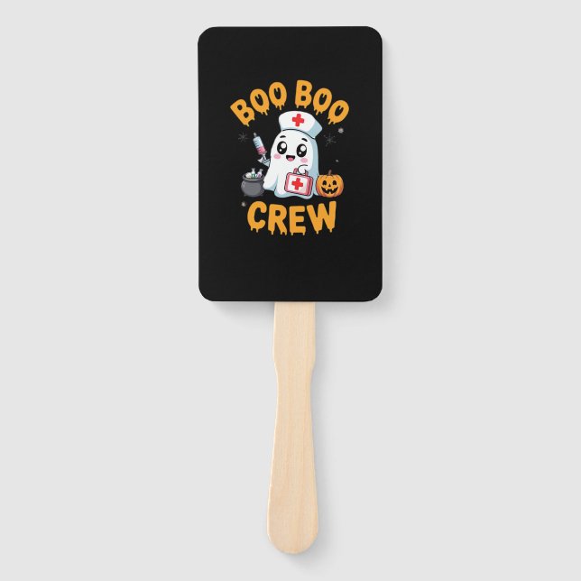 Boo Boo Crew Nurse Cute Ghost Halloween Nursing Es Hand Fan (Front)