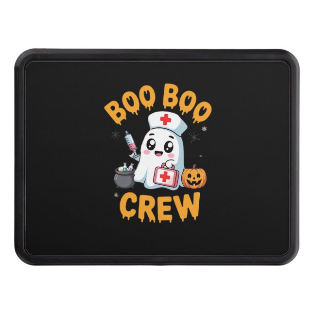 Boo Boo Crew Nurse Cute Ghost Halloween Nursing Es Trailer Hitch Cover (Front)