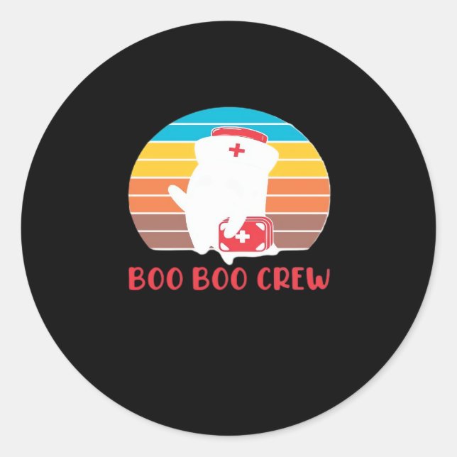 Boo Boo Crew Nurse Funny Ghost Halloween Classic T Classic Round Sticker (Front)