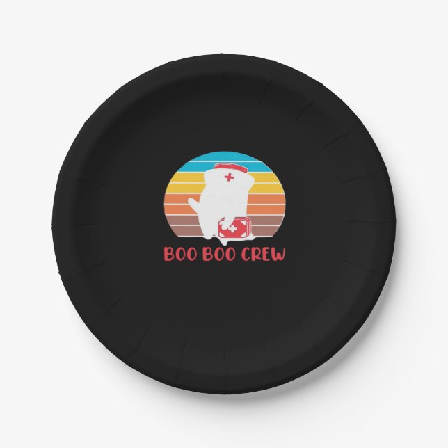 Boo Boo Crew Nurse Funny Ghost Halloween Classic T Paper Plate (Front)