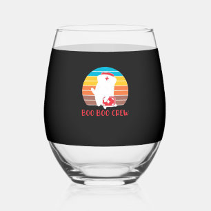 Boo Boo Crew Nurse Funny Ghost Halloween Classic T Stemless Wine Glass