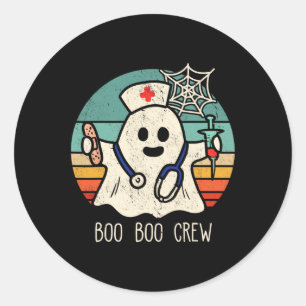 Boo Boo Crew Nurse Funny Ghost Women Halloween Cos Classic Round Sticker