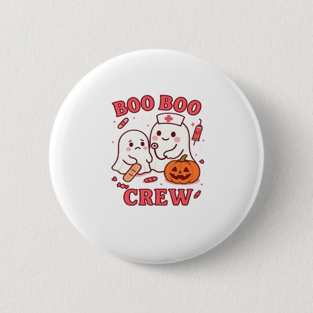 Boo Boo Crew Nurse Funny Halloween Ghost Nurse Gir 2 Inch Round Button (Front)