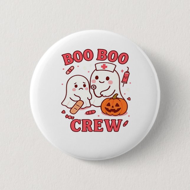 Boo Boo Crew Nurse Funny Halloween Ghost Nurse Gir 2 Inch Round Button (Front)