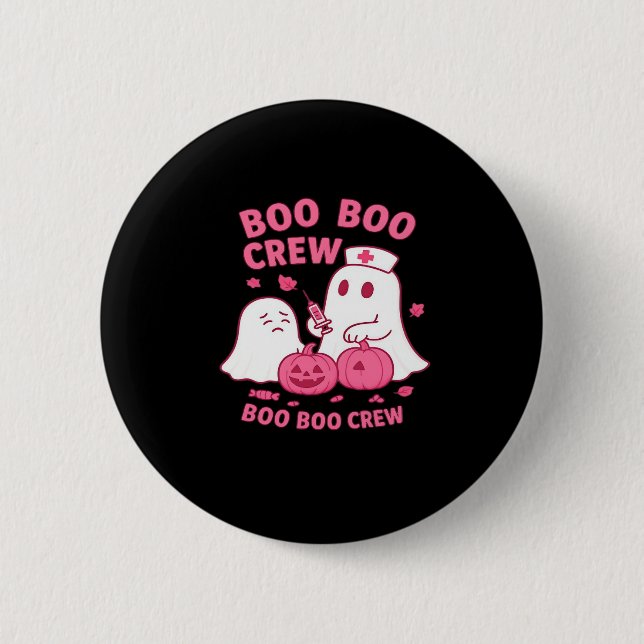 Boo Boo Crew Nurse Funny Halloween Ghost Nurse Gir 2 Inch Round Button (Front)