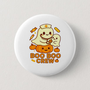 Boo Boo Crew Nurse Funny Halloween Ghost Nurse Gir 2 Inch Round Button
