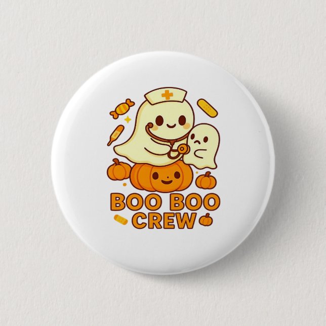 Boo Boo Crew Nurse Funny Halloween Ghost Nurse Gir 2 Inch Round Button (Front)