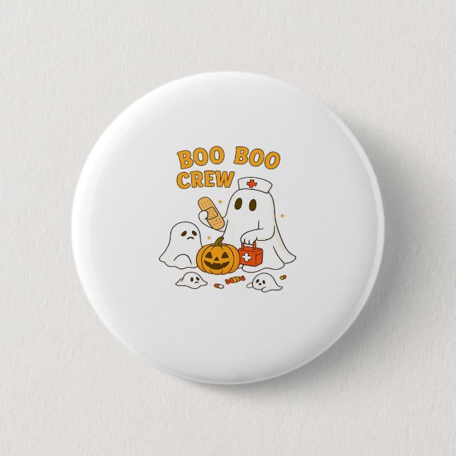 Boo Boo Crew Nurse Funny Halloween Ghost Nurse Gir 2 Inch Round Button (Front)
