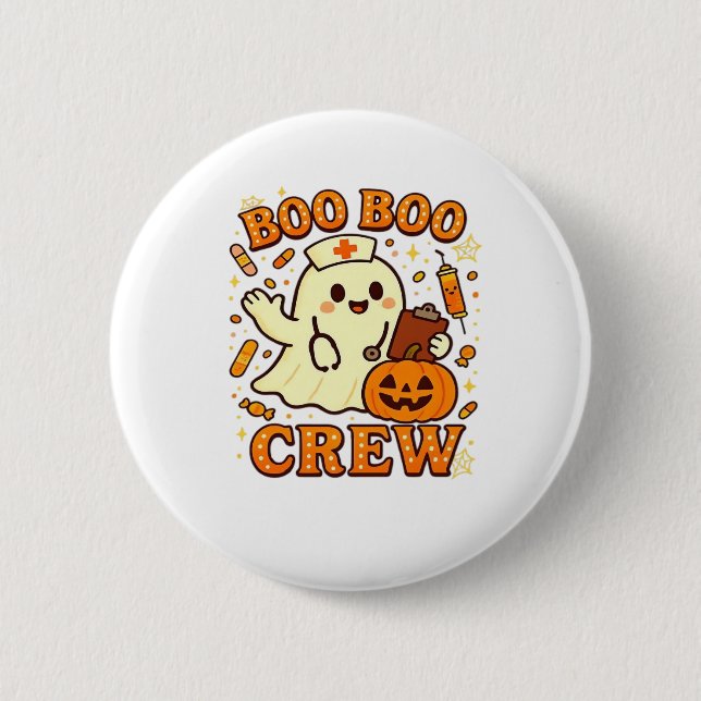 Boo Boo Crew Nurse Funny Halloween Ghost Nurse Gir 2 Inch Round Button (Front)