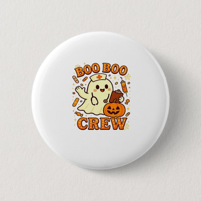 Boo Boo Crew Nurse Funny Halloween Ghost Nurse Gir 2 Inch Round Button (Front)