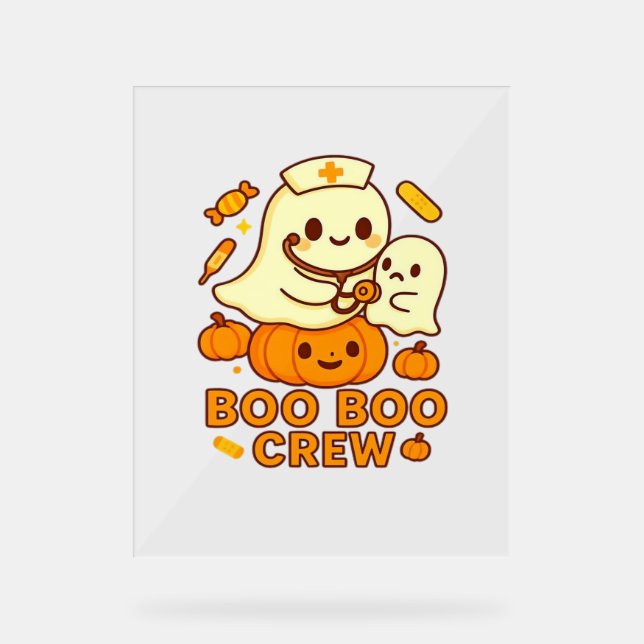 Boo Boo Crew Nurse Funny Halloween Ghost Nurse Gir Acrylic Sign (Front)