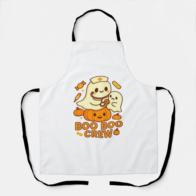 Boo Boo Crew Nurse Funny Halloween Ghost Nurse Gir Apron (Front)