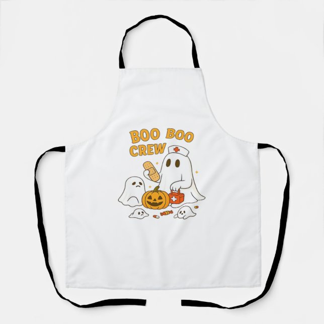 Boo Boo Crew Nurse Funny Halloween Ghost Nurse Gir Apron (Front)