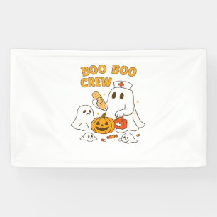 Boo Boo Crew Nurse Funny Halloween Ghost Nurse Gir Banner