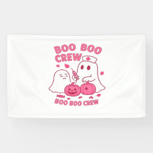 Boo Boo Crew Nurse Funny Halloween Ghost Nurse Gir Banner