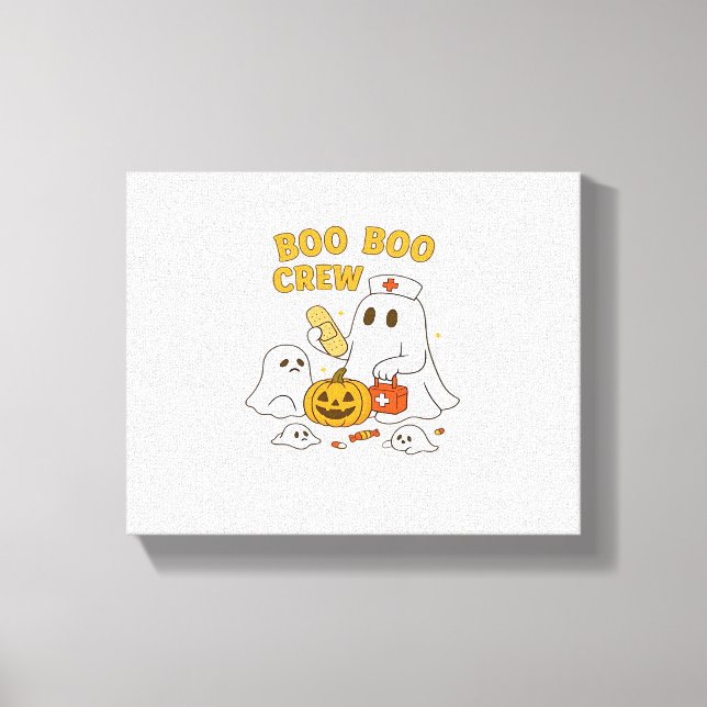 Boo Boo Crew Nurse Funny Halloween Ghost Nurse Gir Canvas Print (Front)