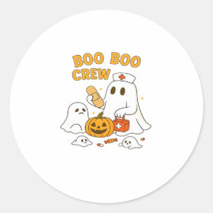 Boo Boo Crew Nurse Funny Halloween Ghost Nurse Gir Classic Round Sticker
