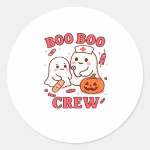 Boo Boo Crew Nurse Funny Halloween Ghost Nurse Gir Classic Round Sticker