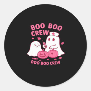 Boo Boo Crew Nurse Funny Halloween Ghost Nurse Gir Classic Round Sticker