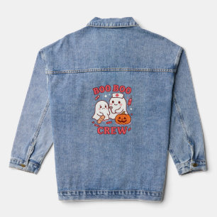 Boo Boo Crew Nurse Funny Halloween Ghost Nurse Gir Denim Jacket