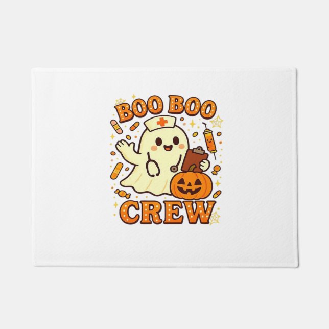 Boo Boo Crew Nurse Funny Halloween Ghost Nurse Gir Doormat (Front)