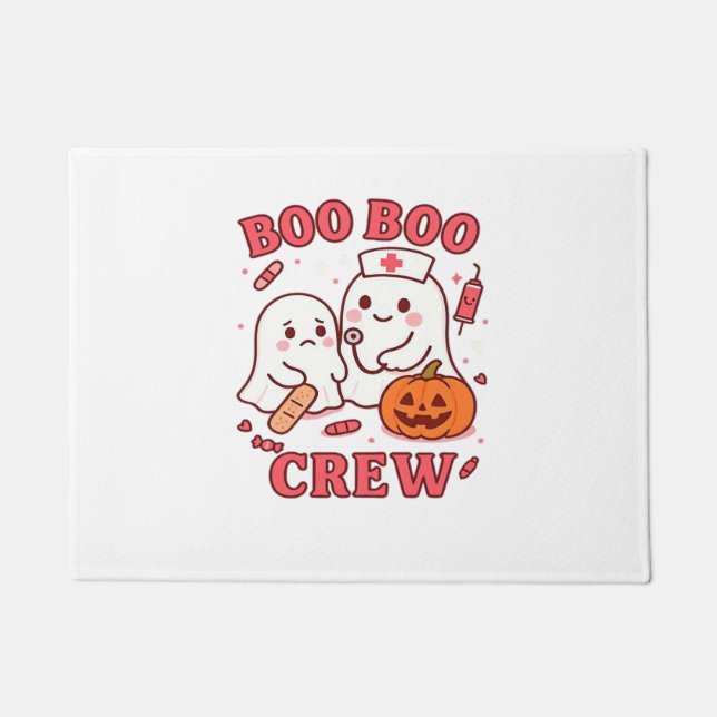 Boo Boo Crew Nurse Funny Halloween Ghost Nurse Gir Doormat (Front)