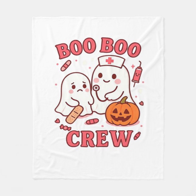 Boo Boo Crew Nurse Funny Halloween Ghost Nurse Gir Fleece Blanket (Front)