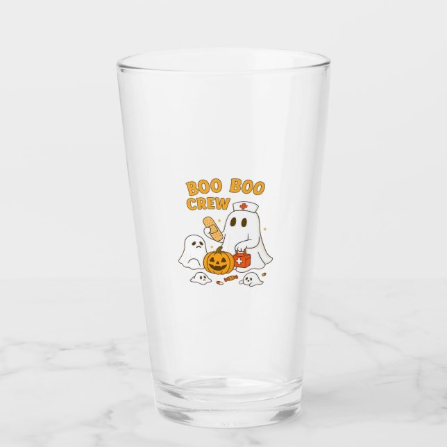 Boo Boo Crew Nurse Funny Halloween Ghost Nurse Gir Glass (Front)