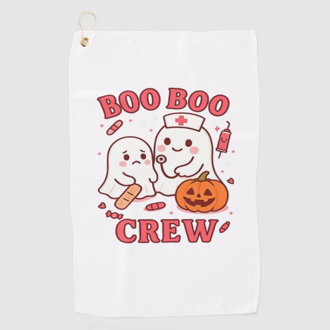 Boo Boo Crew Nurse Funny Halloween Ghost Nurse Gir Golf Towel (Front)
