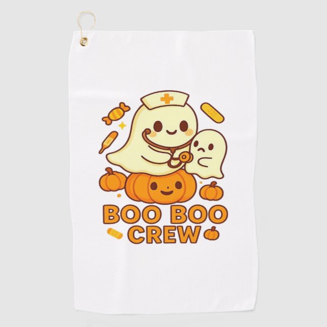 Boo Boo Crew Nurse Funny Halloween Ghost Nurse Gir Golf Towel (Front)