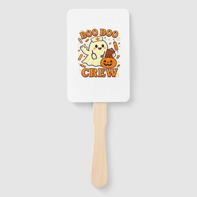 Boo Boo Crew Nurse Funny Halloween Ghost Nurse Gir Hand Fan (Front)