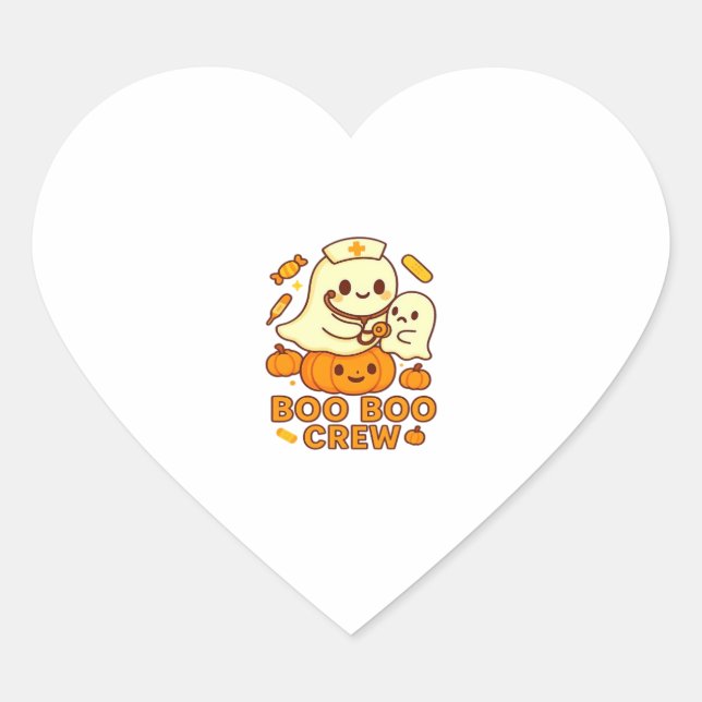 Boo Boo Crew Nurse Funny Halloween Ghost Nurse Gir Heart Sticker (Front)
