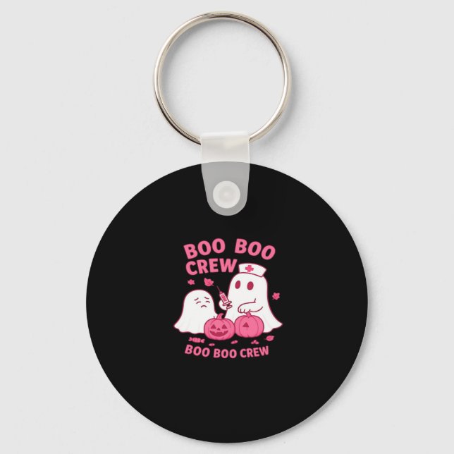 Boo Boo Crew Nurse Funny Halloween Ghost Nurse Gir Keychain (Front)