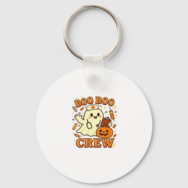 Boo Boo Crew Nurse Funny Halloween Ghost Nurse Gir Keychain (Front)