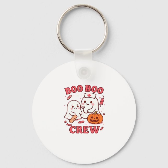 Boo Boo Crew Nurse Funny Halloween Ghost Nurse Gir Keychain (Front)
