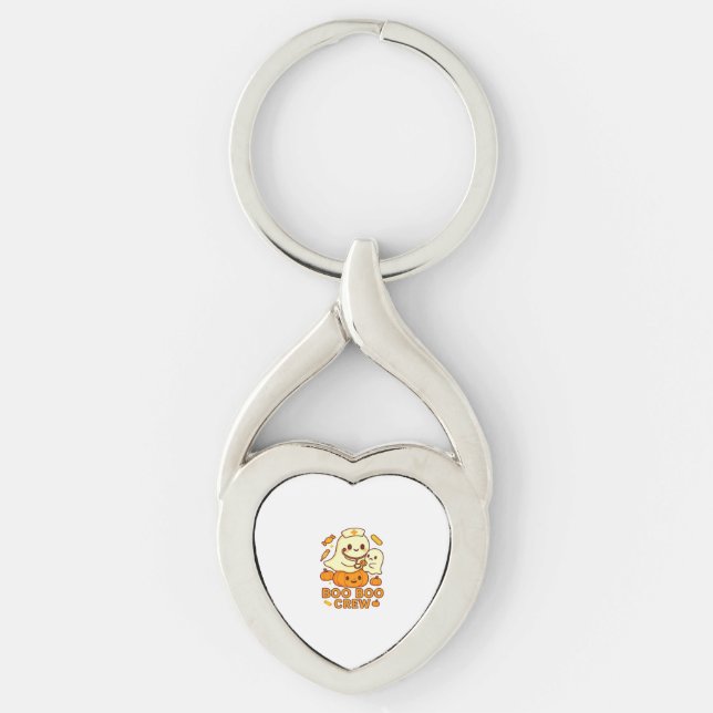 Boo Boo Crew Nurse Funny Halloween Ghost Nurse Gir Keychain (Front)