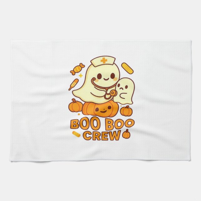 Boo Boo Crew Nurse Funny Halloween Ghost Nurse Gir Kitchen Towel (Horizontal)