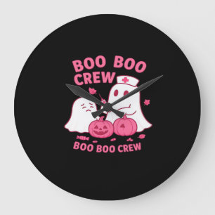 Boo Boo Crew Nurse Funny Halloween Ghost Nurse Gir Large Clock