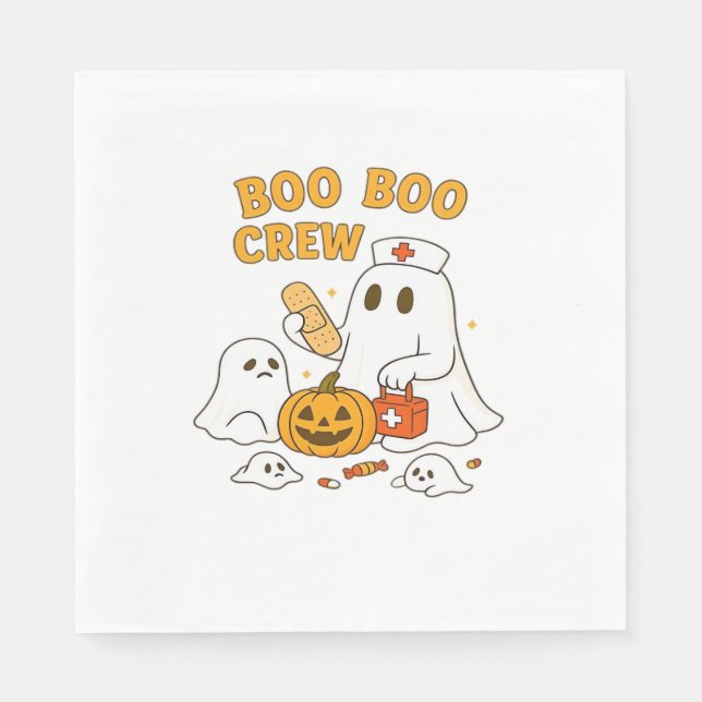 Boo Boo Crew Nurse Funny Halloween Ghost Nurse Gir Napkin (Front)