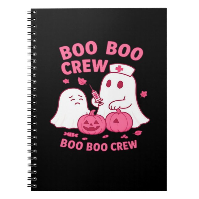 Boo Boo Crew Nurse Funny Halloween Ghost Nurse Gir Notebook (Front)