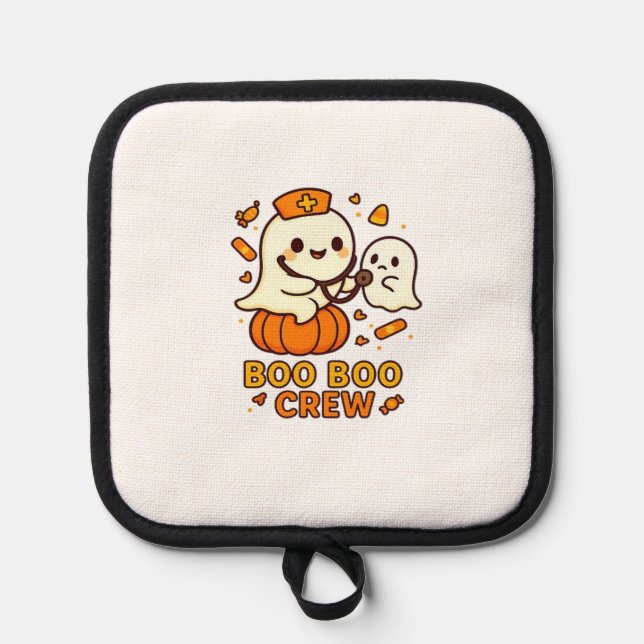 Boo Boo Crew Nurse Funny Halloween Ghost Nurse Gir Pot Holder (Front)