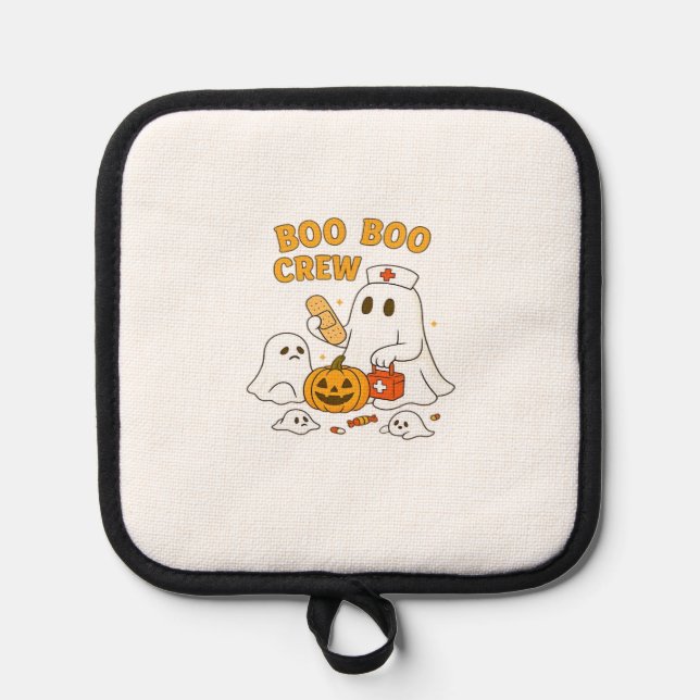 Boo Boo Crew Nurse Funny Halloween Ghost Nurse Gir Pot Holder (Front)