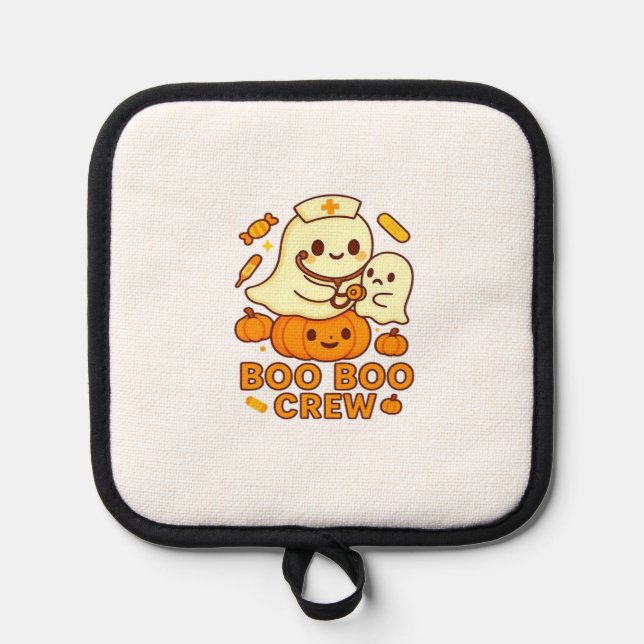 Boo Boo Crew Nurse Funny Halloween Ghost Nurse Gir Pot Holder (Front)