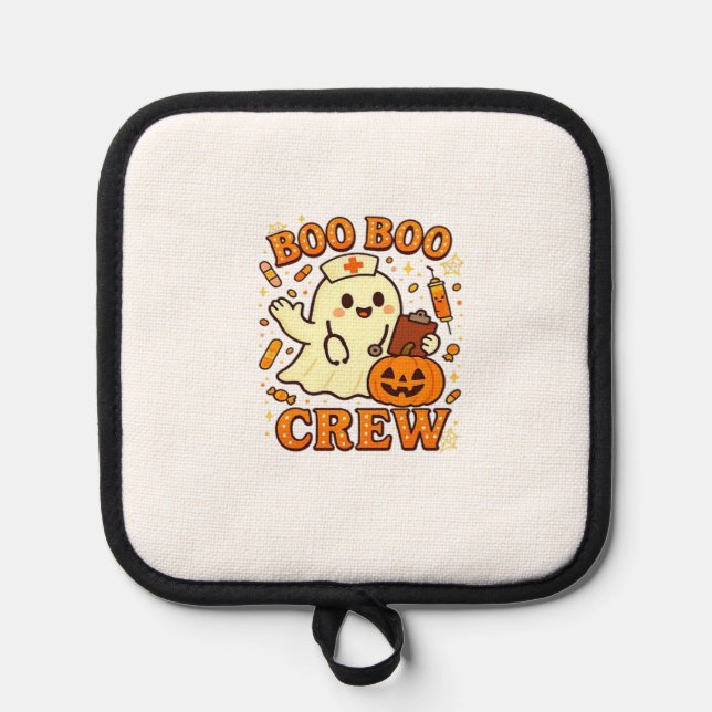 Boo Boo Crew Nurse Funny Halloween Ghost Nurse Gir Pot Holder (Front)