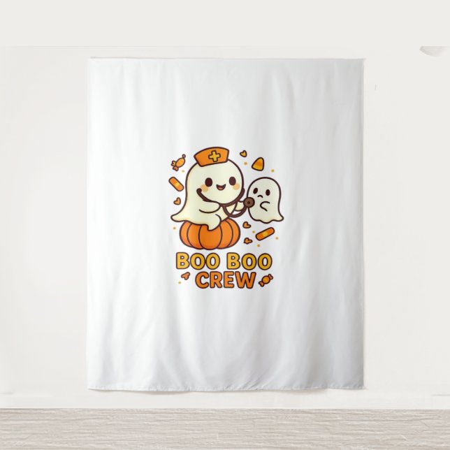 Boo Boo Crew Nurse Funny Halloween Ghost Nurse Gir Tapestry (Front)