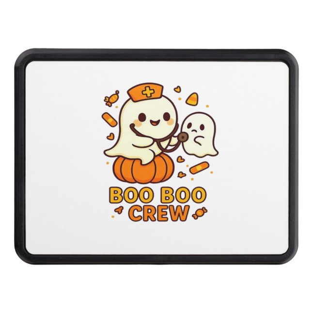 Boo Boo Crew Nurse Funny Halloween Ghost Nurse Gir Trailer Hitch Cover (Front)